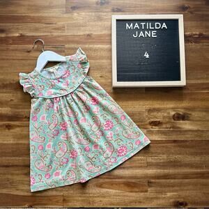 Matilda Jane Happy & Free Green Paisley Growing Season Sleeveless Pearl Dress 4
